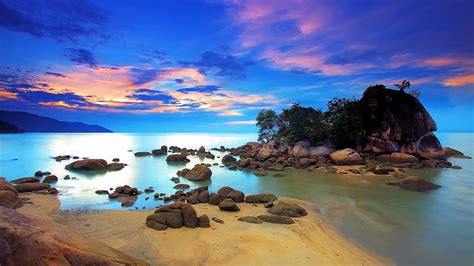 Oregon Coast at Sunset, usa, sea, trees, colors, clouds, sky, rocks ...