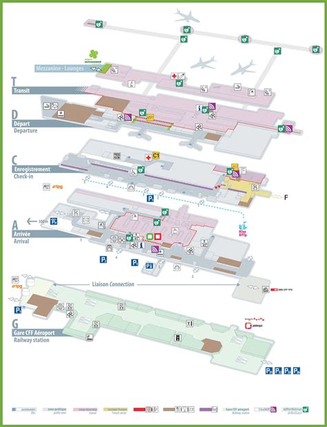 Geneva Airport Map - Terminal 1 - Ontheworldmap.com