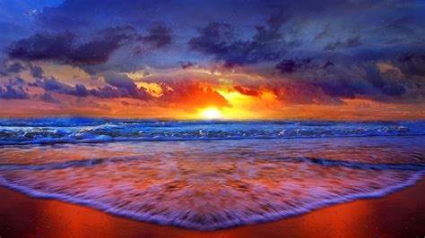 Beach Sunset HD Wallpaper - WallpaperSafari | Живописные пейзажи ...