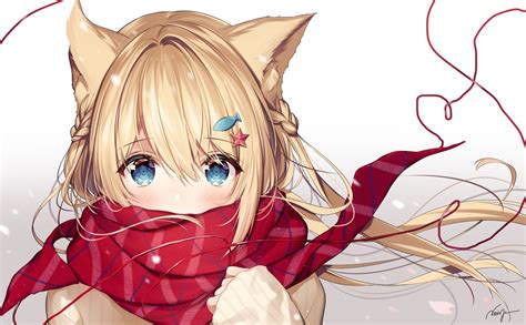 Cute Anime Girl With Cat Wallpaper