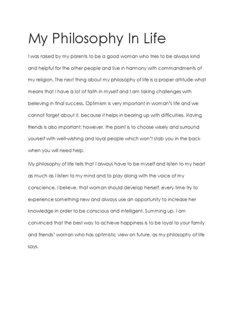 My Philosophy in Life | PDF | Optimism | Teachers