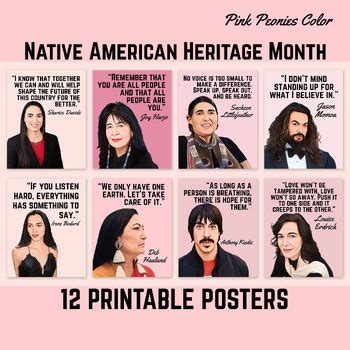 National Native American Heritage Month, Quotes Posters, Pink Peonies Color