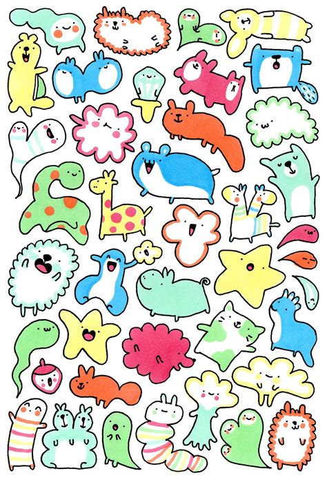 Kawaii Doodles - these would be fun to draw with black ink then color with copics - RE-Pinned by ...