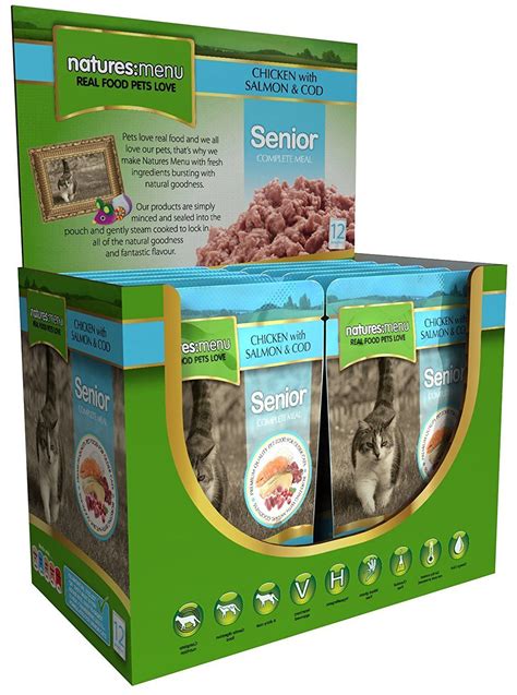 Natures Menu Senior Cat 12 x 100g Pouches of Food - Chicken with Salmon and Cod *** Read more ...