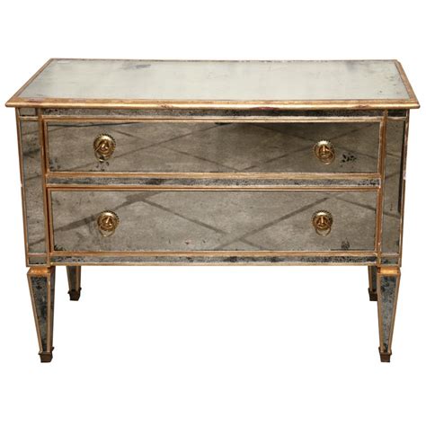 Mirrored and Gold Gilt Two Drawers Chest For Sale at 1stdibs