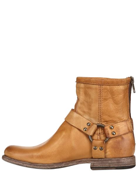 Frye Phillip Harness Leather Ankle Boots in Brown (CAMEL) | Lyst