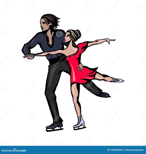 Pair Figure Skating, Man and Woman Skating Together Stock Vector ...