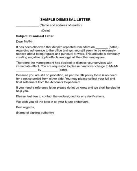 2024 Dismissal Letter Templates - Fillable, Printable PDF & Forms ...