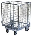 Rolling Wire Cage Cart - 4 Sides - Folds Up Easily for Storage