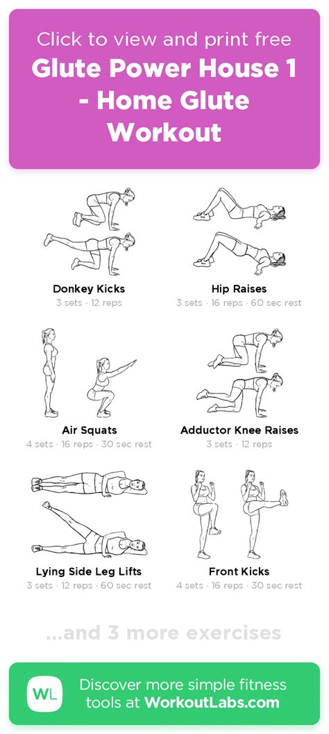 Glute Power House 1 - Home Glute Workout · WorkoutLabs Fit | At home glute workout, Glutes ...