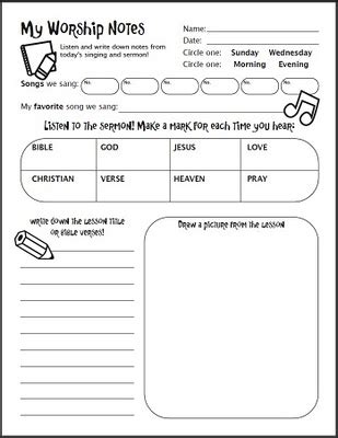 Free Sermon Notes Printable for Kids