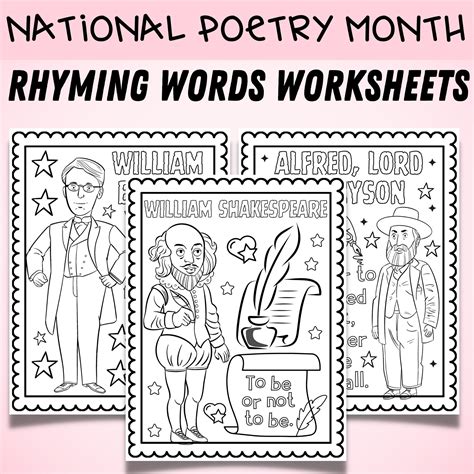 Famous Poets Coloring Pages | April National Poetry Month Coloring Sheets | Made By Teachers