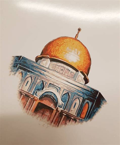 Dome of the Rock Masjid Watercolour Print - Available with Frame!, 2021 | Islami sanat, Suluboya ...