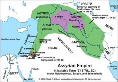 Ancient Assyrian Empire | The Assyrian Empire during Isaiah's Ministry. Primary Source: Michael ...