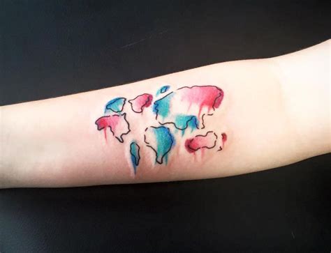 Watercolor World Map | Best tattoo design ideas | Water color world map, Arm tattoo, Best tattoo ...