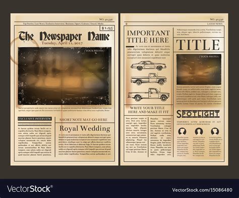 Layout design front page of vintage newspaper Vector Image