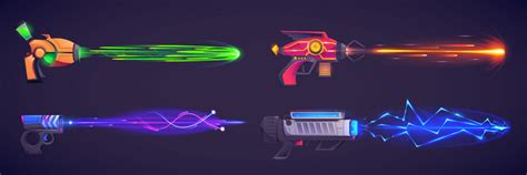 Cartoon set of laser gun shot effects Royalty Free Vector