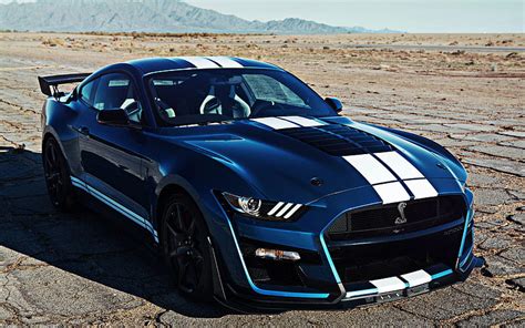 Ford Mustang, Shelby GT500, 2019, blue sports car, new blue Mustang ...