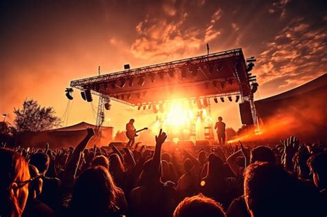 Premium AI Image | Rock concert in a large area with many visitors