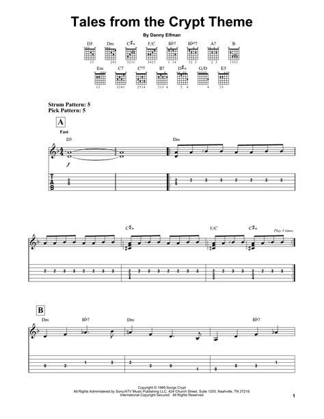 Tales From The Crypt Theme by Danny Elfman - Easy Guitar Tab - Guitar ...