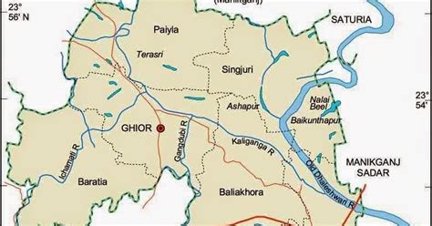 Ghior Upazila Map, Manikganj District, Bangladesh