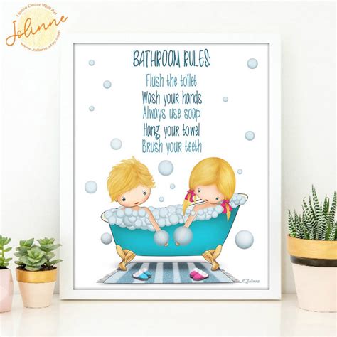 Kids Bathroom Wall Posterartwork for the Bathroombathroom - Etsy