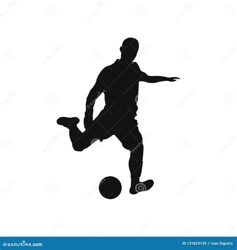 Football Player Shooting a Ball Silhouette Vector Illustration Stock ...