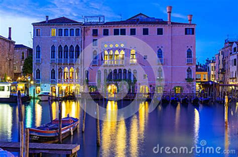 Night View of Grand Canal in Venice Stock Image - Image of landmark ...