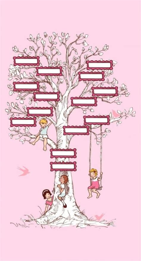 Family Tree Pink Grandchildren Printed Cotton Fabric Panel - Etsy