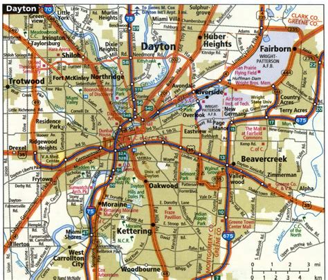 Dayton city road map for truck drivers area town toll free highways map - USA