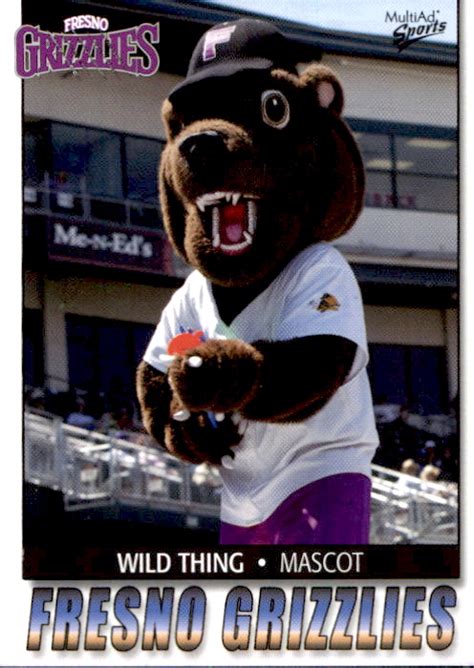 2004 Fresno Grizzlies Multi-Ad #36 Wild Thing MASCOT - NM Baseball Card ...