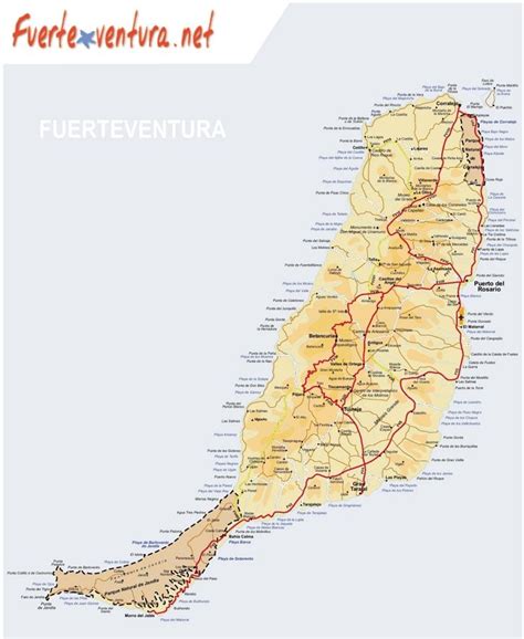 Large detailed map of Fuerteventura with beaches | Fuerteventura ...