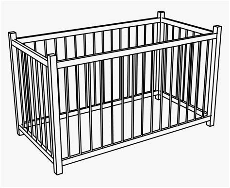 Baby Playpen Big Image - Crib Clipart Black And White, HD Png Download , Transparent Png Image ...