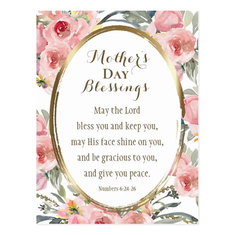 Mother's Day Blessings Bible Verse Elegant Floral Postcard | Zazzle.com