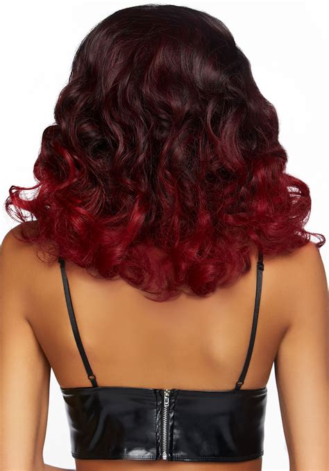 Women's Ombre Curly Burgundy Wig