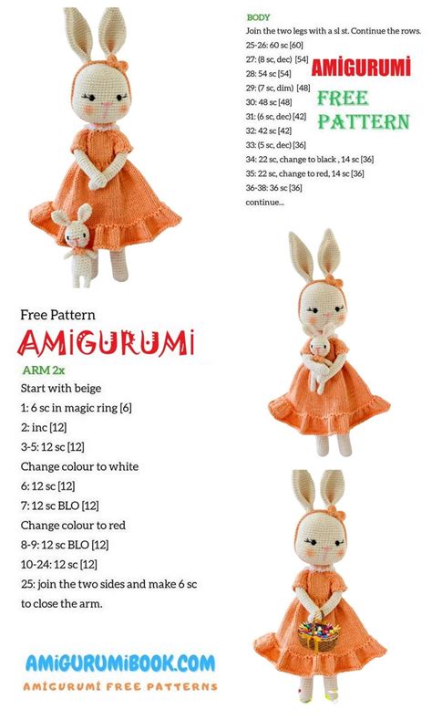 Girl Bunny Amigurumi Free Pattern - Amigurumibook.com | Amigurumi free pattern, Doll amigurumi ...