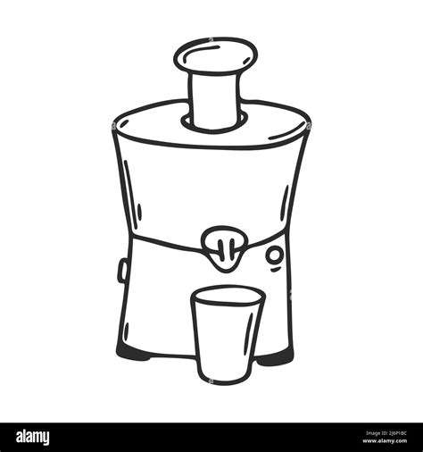 Electric juicer in Doodle style. Kitchen appliance for making fresh juice. Decorative element ...