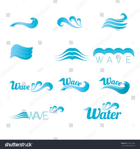 Blue Wave Logo Design Elements Vector Stock Vector (Royalty Free) 376873384