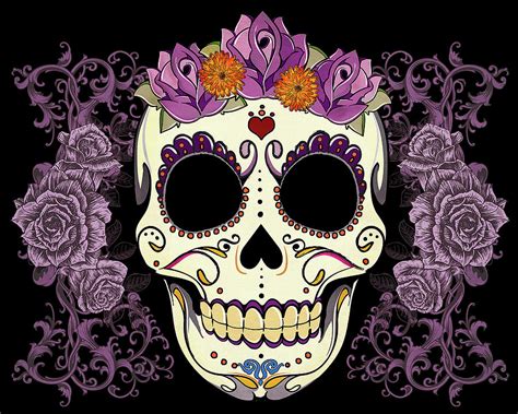 Vintage Sugar Skull And Roses Digital Art by Tammy Wetzel