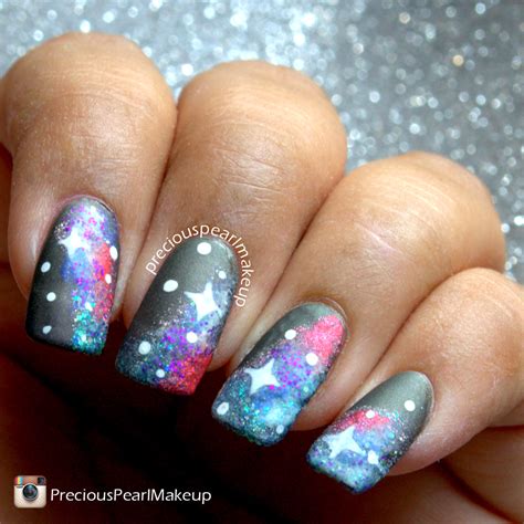 preciouspearlmakeup: #31DC2015 Day 19: Glitter Galaxy Nails