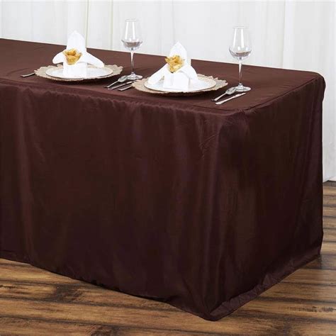 Efavormart 6FT Fitted Chocolate Polyester Rectangular Table Cover for ...