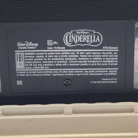 Cinderella VHS Tape, 1995, Walt Disney Home Video Walt Disney's Masterpiece 786936526530 | eBay