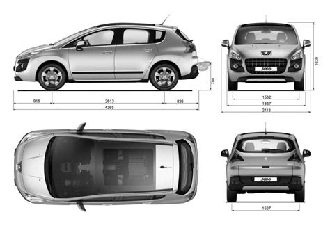 Peugeot 3008 2010 Blueprint - Download free blueprint for 3D modeling