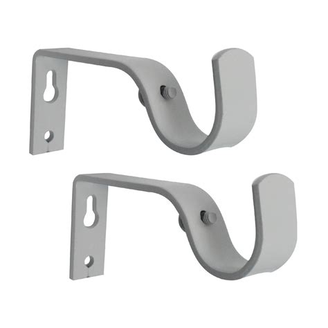 Curtain Rod Brackets, White, Set of 2, Premium Steel Cafe Rod Bracket ...