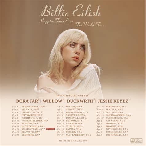 BILLIE EILISH TO KICK OFF NORTH AMERICAN LEG OF ‘HAPPIER THAN EVER, THE WORLD TOUR’ NEXT WEEK ...