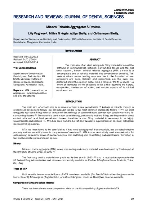 (PDF) Mineral Trioxide Aggregate: Properties and Clinical Uses