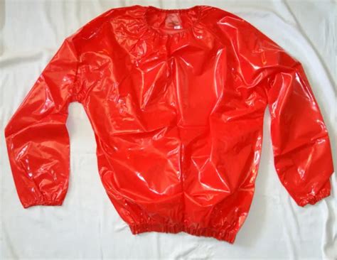 PVC-U-LIKE MENS PVC Tee T Shirt Tracksuit Top Shiny Red M Plastic ...