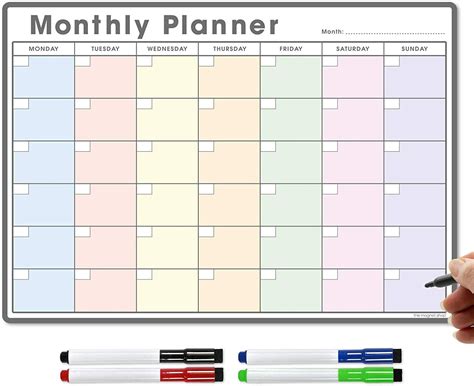 A3 Fridge Calendar, Magnetic Monthly Planner Whiteboard Dry Wipe Meal Planner | eBay