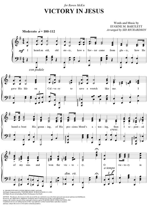 Victory In Jesus" Sheet Music for Piano Solo - Sheet Music Now