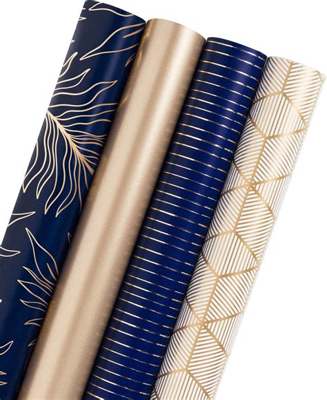 Buy WRAPAHOLIC Jumbo Wrapping Paper Roll - Gold and Navy Print with Cut ...